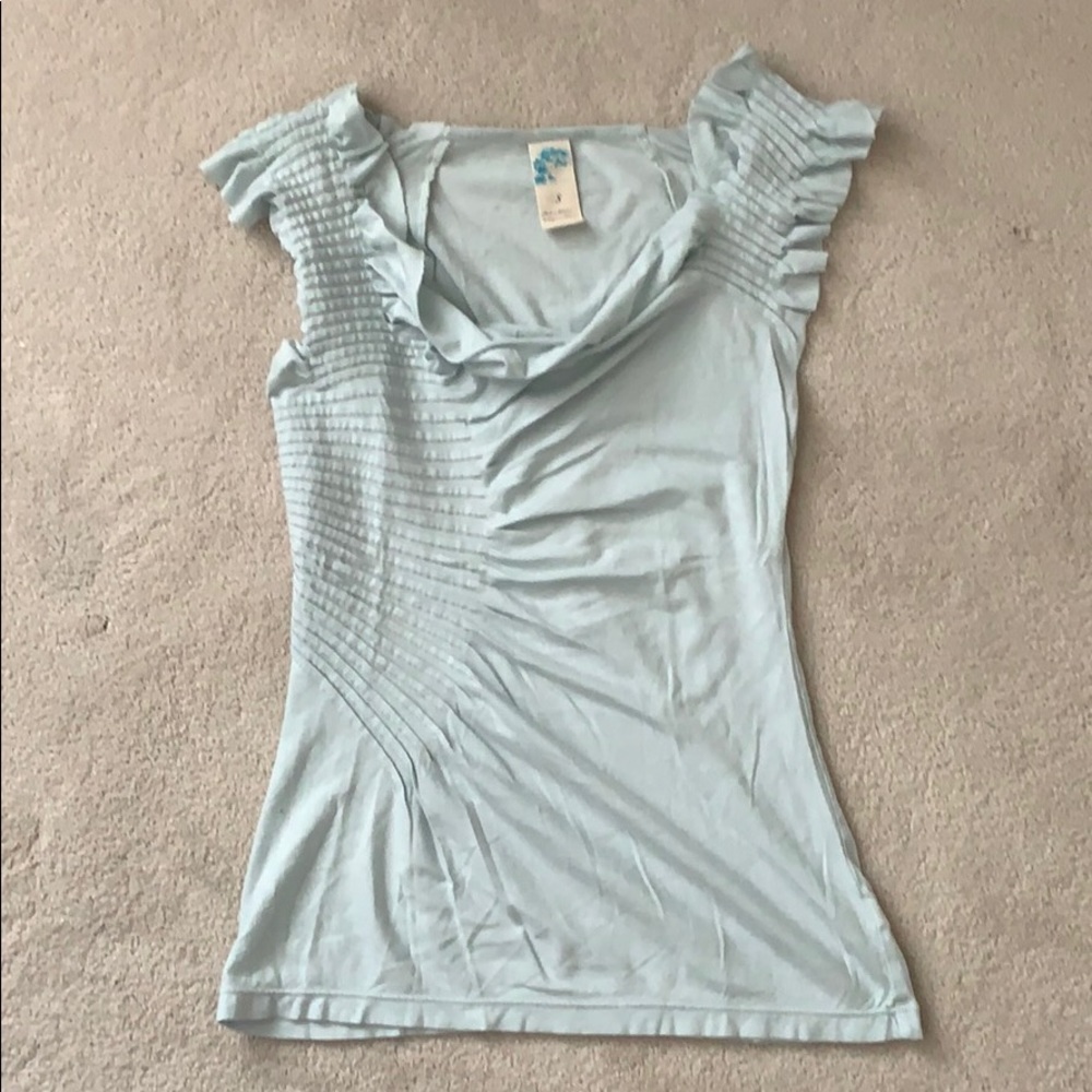 Anthropologie pale blue top